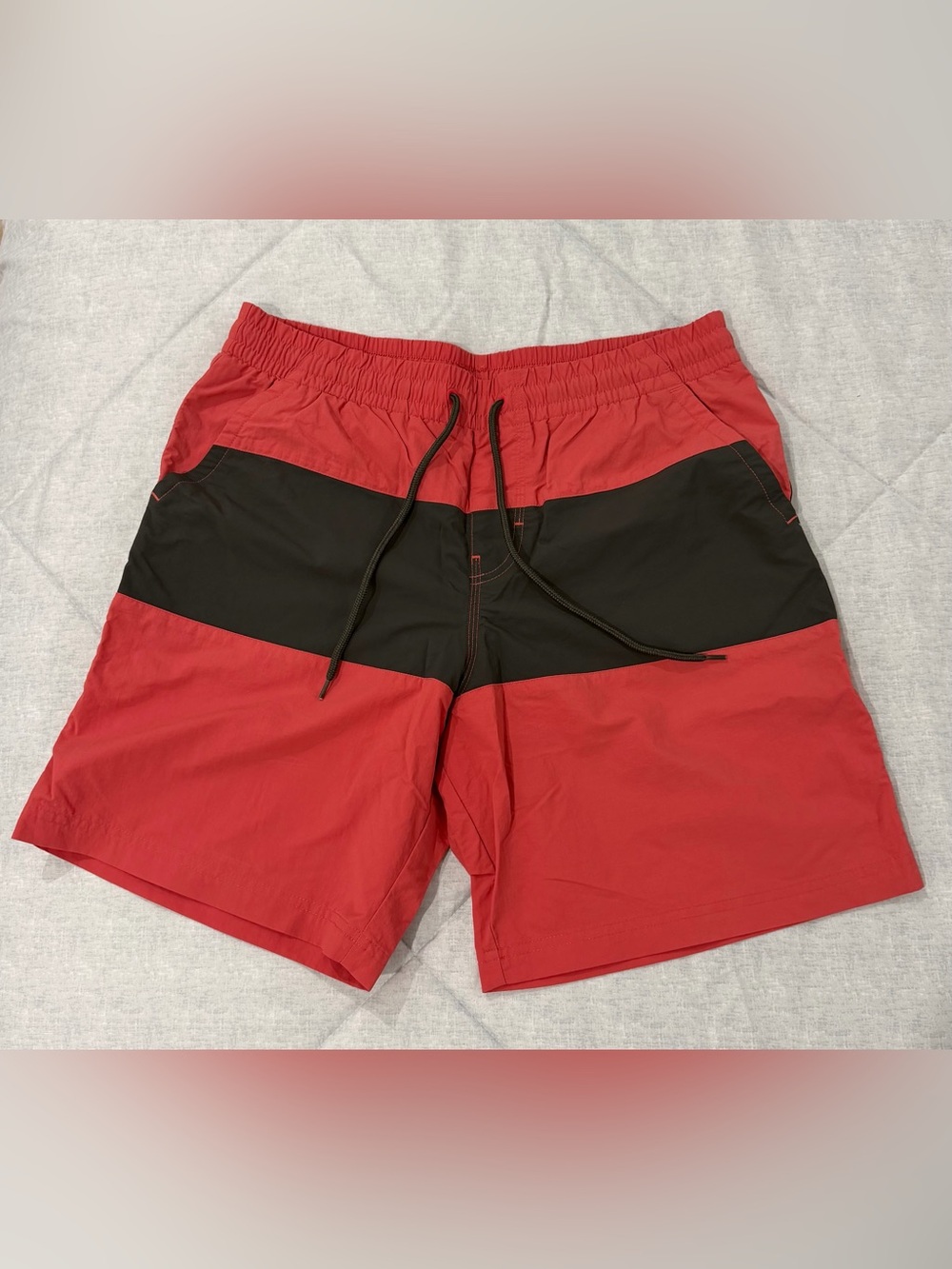Columbia Men's Salmon/Red and Gray Swim Shorts
